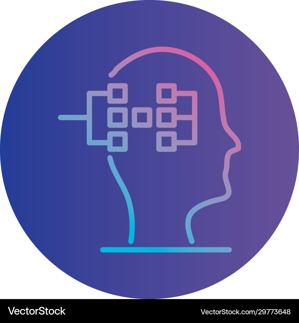 Isolated circuit and head gradient style icon Vector Image