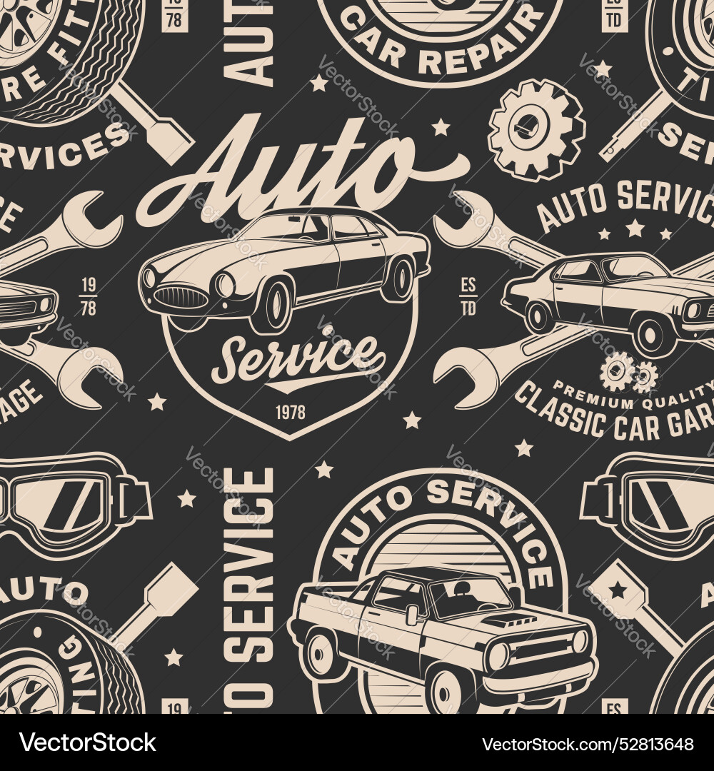 Set of auto service seamless pattern or background Set of auto service seamless pattern or background vector image