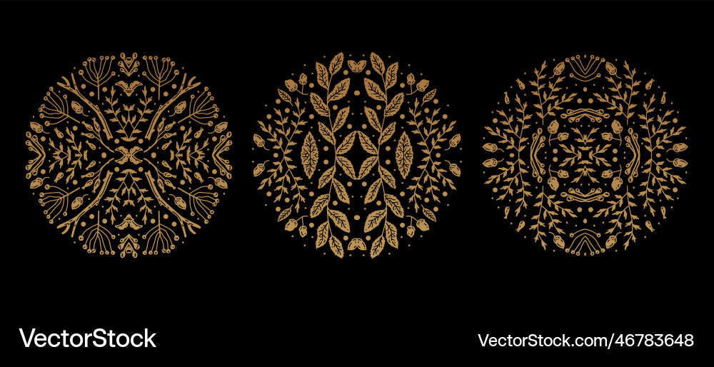 Set of leaves cover templates golden decoration Set of leaves cover templates golden decoration vector image