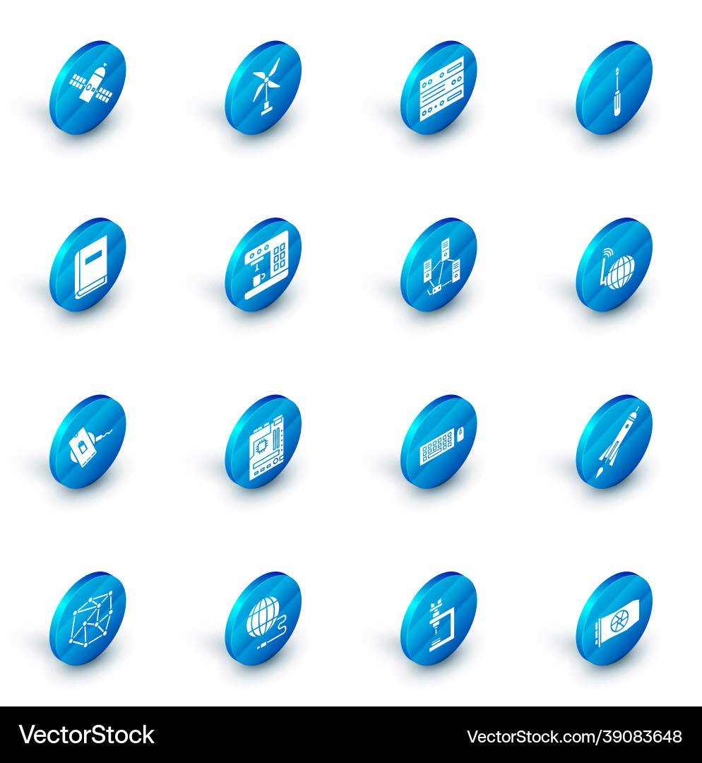 Set wind turbine server data web hosting Set wind turbine server data web hosting vector image