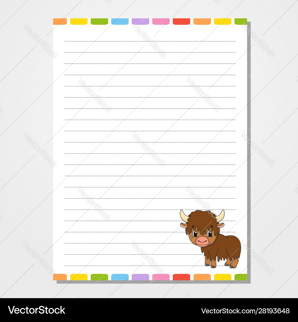 Sheet template for notebook notepad diary Sheet template for notebook notepad diary vector image