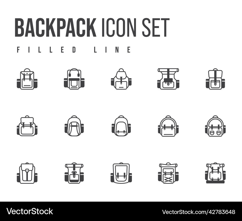 Simple set of backpack related line icons linear Vector Image