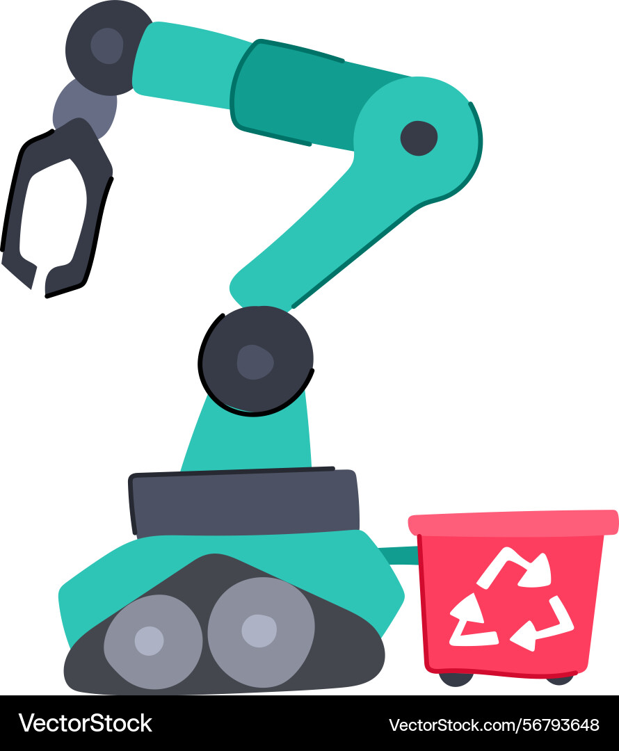 Smart mini robot sorting trash cartoon Smart mini robot sorting trash cartoon vector image