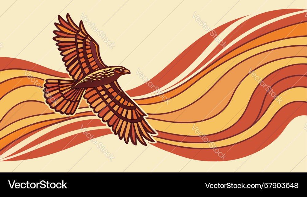 Soaring eagle with flowing abstract lines design Vector Image