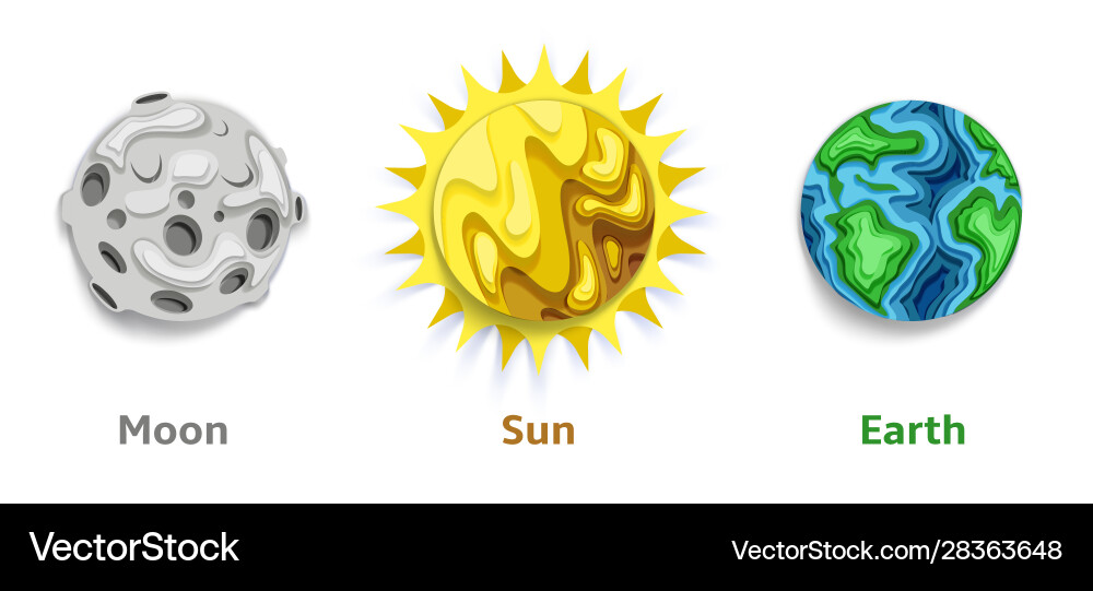 Solar system planets paper cut vector image