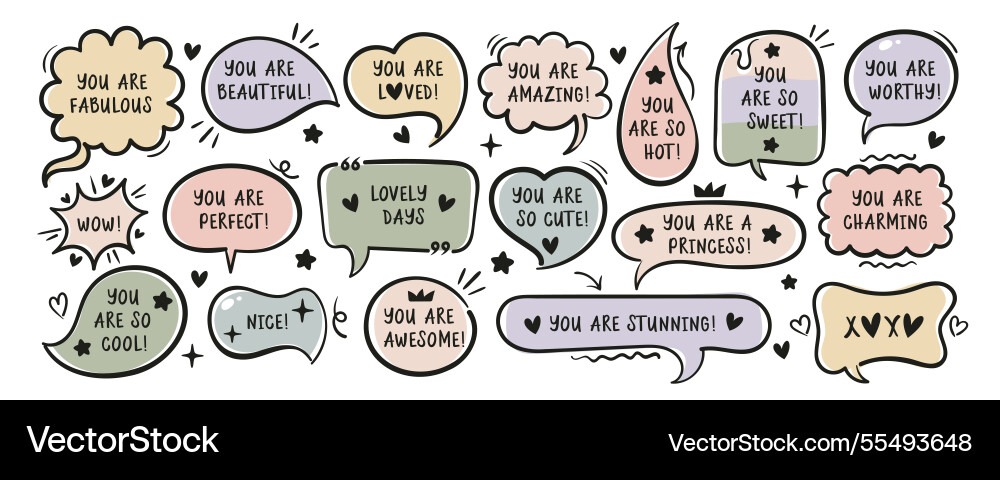 Speech bubbles compliments set Speech bubbles compliments set vector image