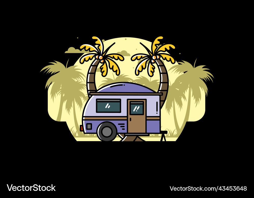 Teardrop camper and coconut tree design Vector Image