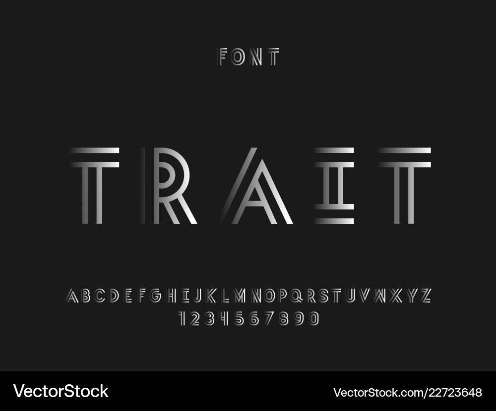 Trait Font Alphabet - Modern Style Vector Image