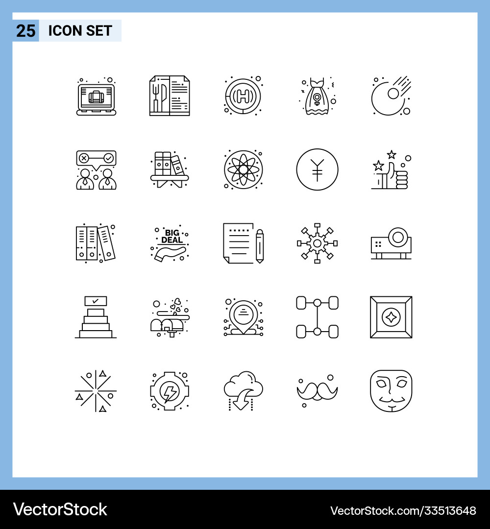 User interface pack 25 basic lines Vector Image