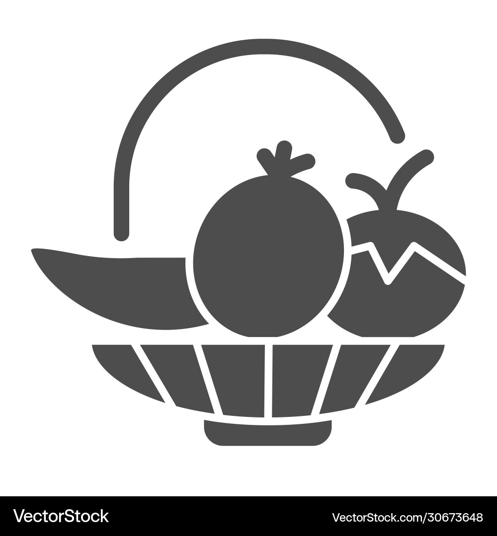 Vegetables and fruits solid icon plate full Vector Image