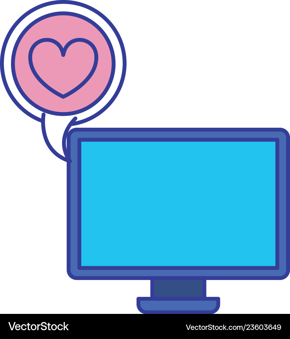 Computer screen with objects isolated icon vector image