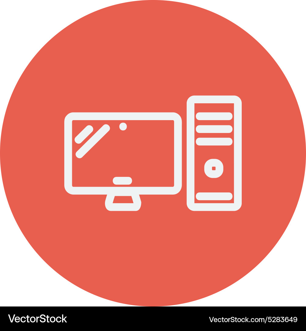 Cpu and monitor thin line icon vector image