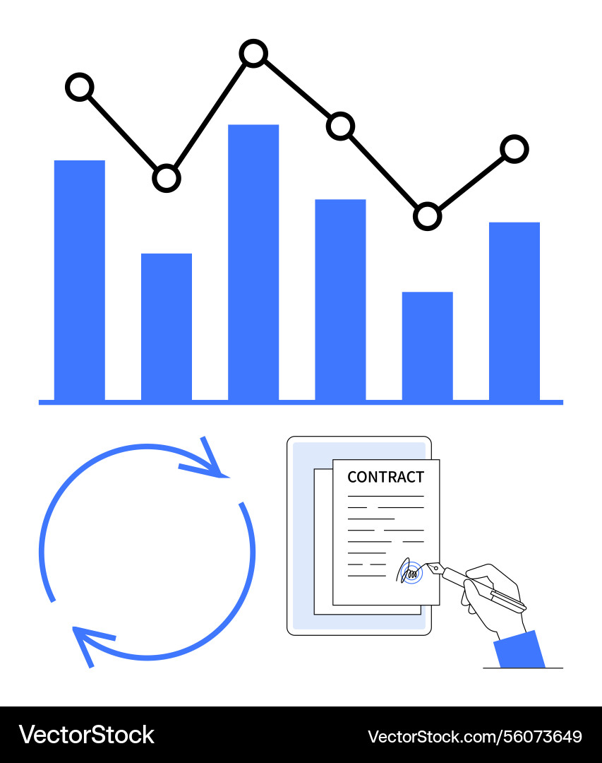 Data analytics contract signing and workflow Data analytics contract signing and workflow vector image