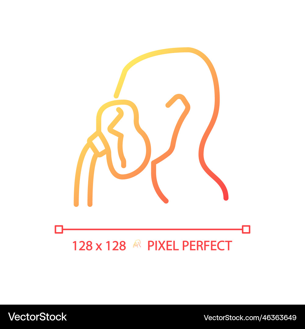 Oxygen mask pixel perfect gradient linear icon Oxygen mask pixel perfect gradient linear icon vector image