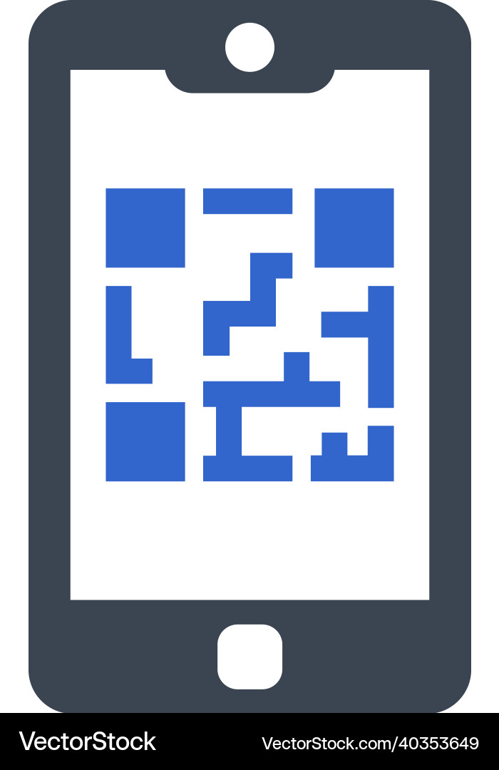 Qr code on mobile icon vector image
