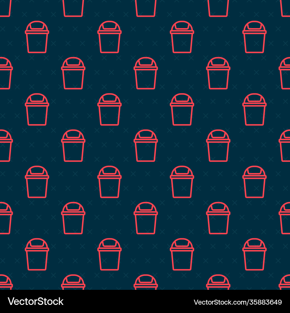 Red line trash can icon isolated seamless pattern Red line trash can icon isolated seamless pattern vector image