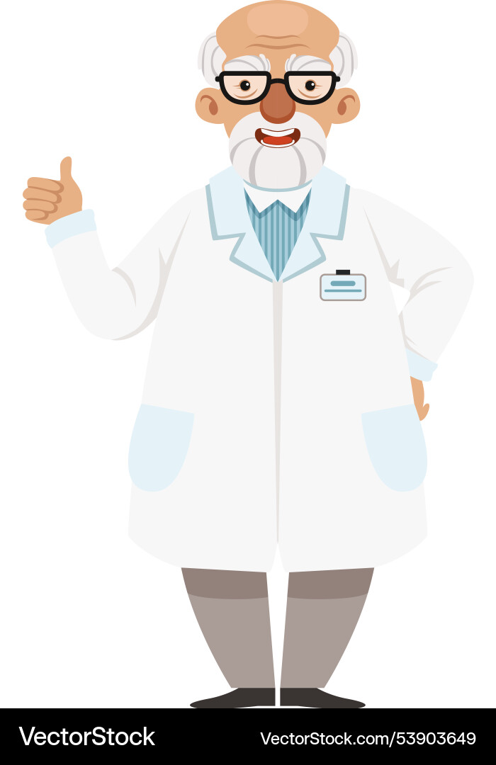 Scientist old man show thumb up cartoon character Vector Image