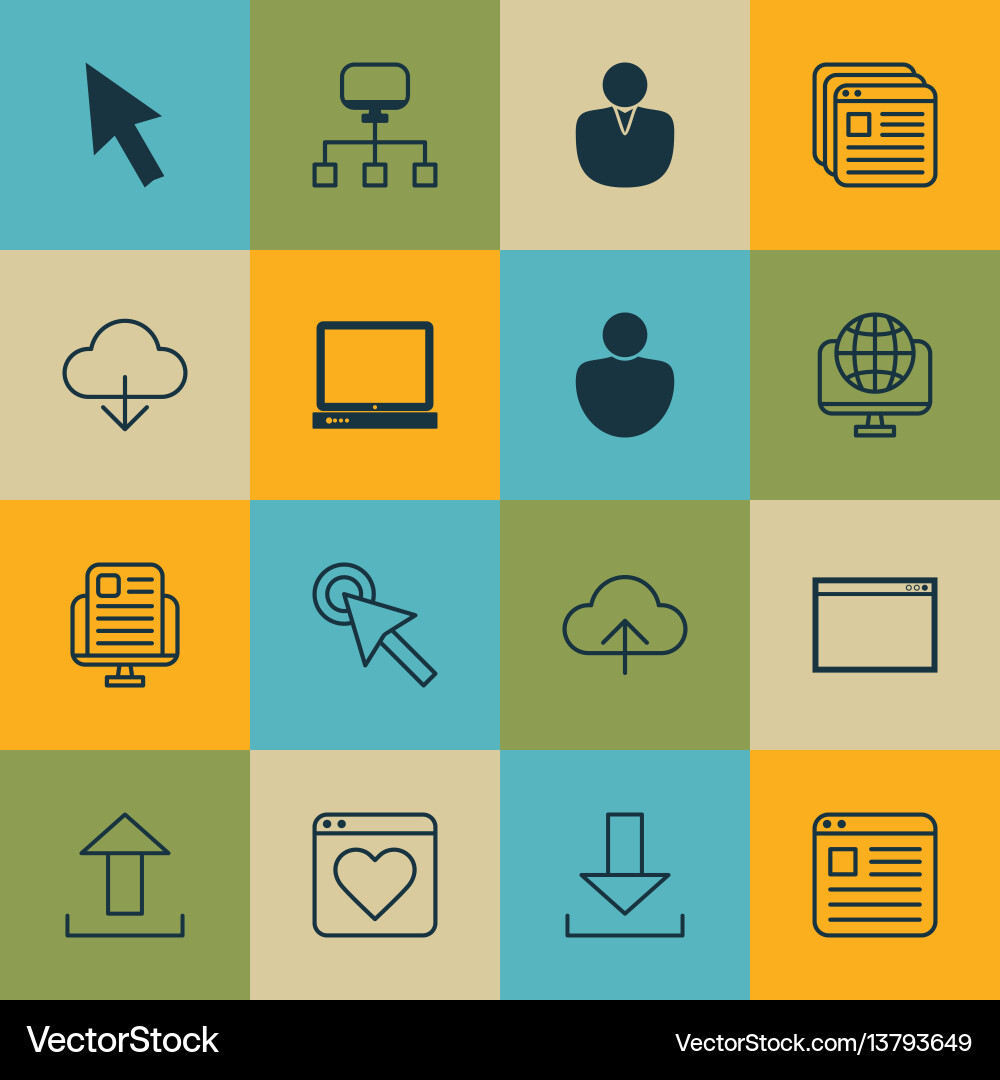 Set of 16 web icons includes local connection Vector Image