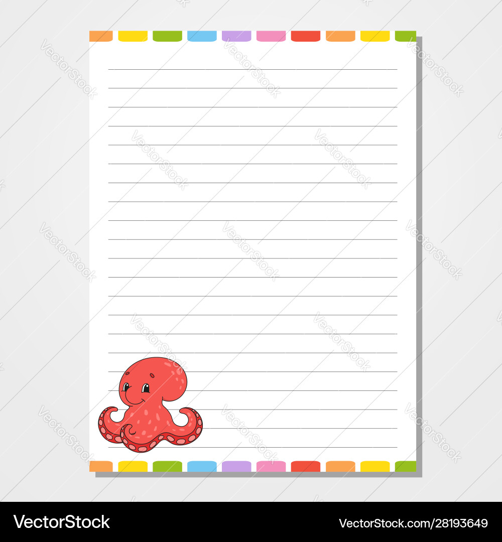 Sheet template for notebook notepad diary Sheet template for notebook notepad diary vector image