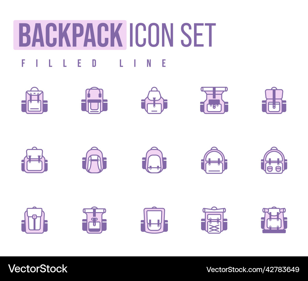 Simple set of backpack related line icons linear Vector Image