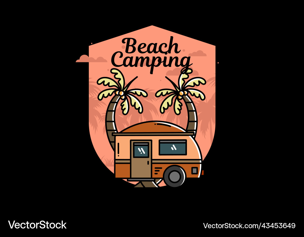 Teardrop camper and coconut tree design Teardrop camper and coconut tree design Vector Image