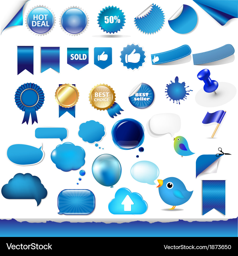 Blue Objects Set - Gradient Mesh vector image