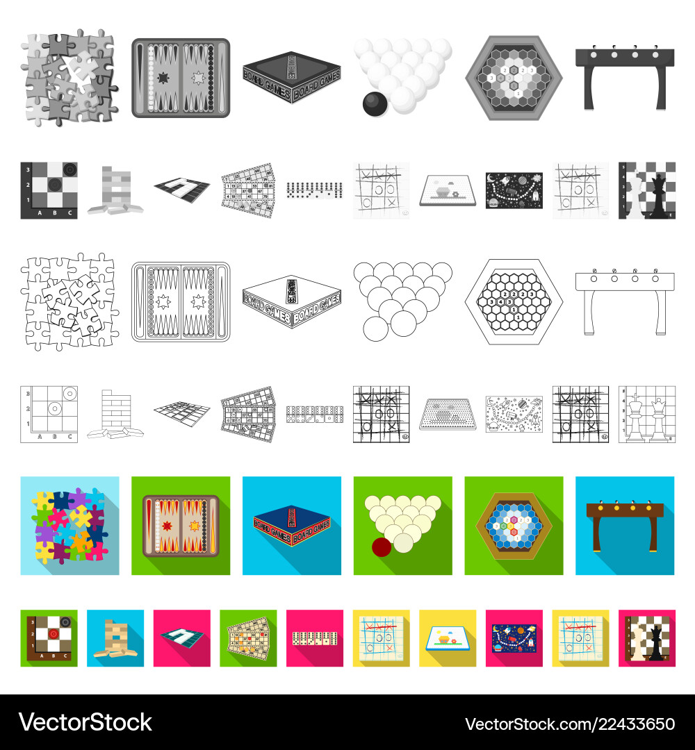 Board game flat icons in set collection for design Board game flat icons in set collection for design vector image