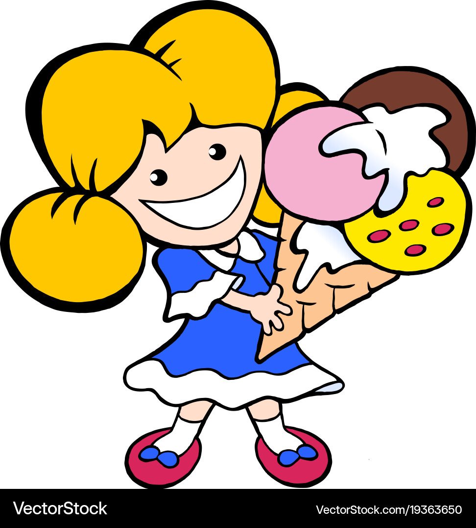 Cartoon of an happy smiling young icecream girl vector image