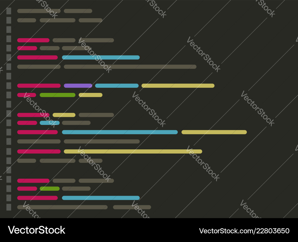 Code on Screen - Flat Cartoon Style Vector Image