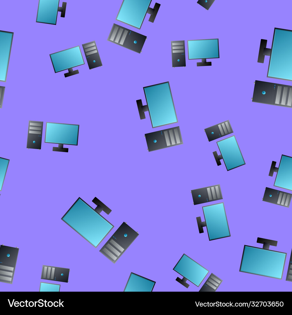 Computer monitor icon isolated seamless pattern vector image
