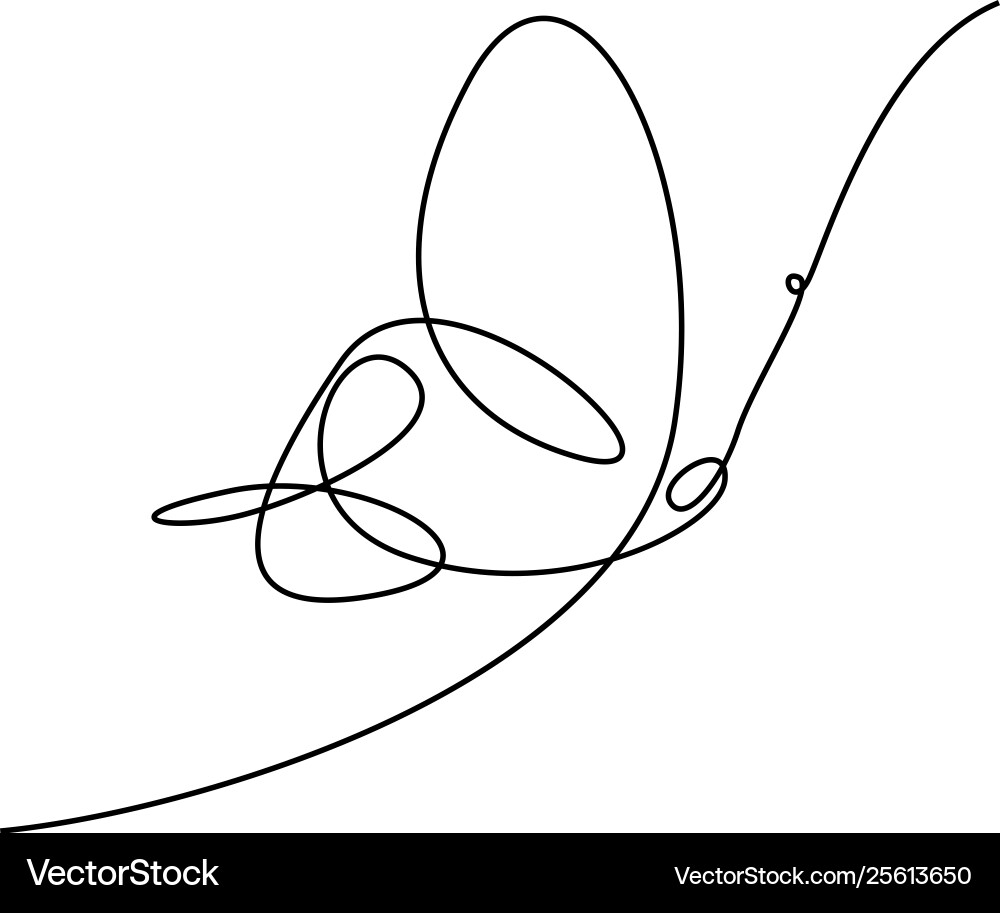 Continuous line drawing simple butterfly vector image