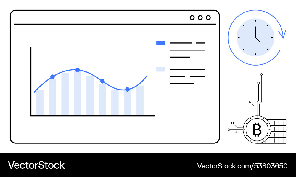 Cryptocurrency data analysis with chart Cryptocurrency data analysis with chart vector image