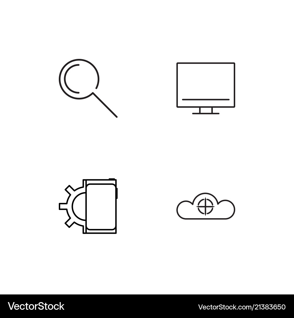 Cyber security linear icons set simple outline vector image