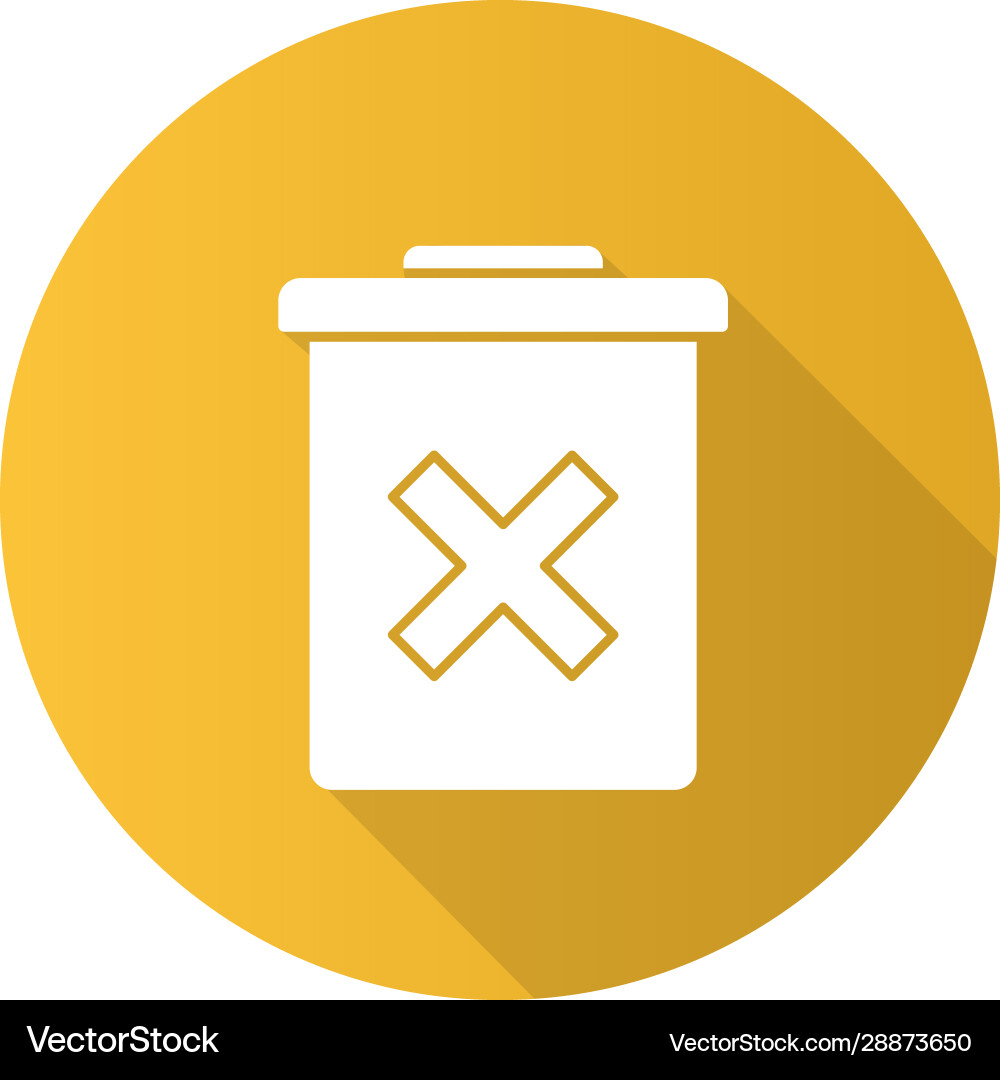 Delete forever button flat design long shadow Delete forever button flat design long shadow vector image