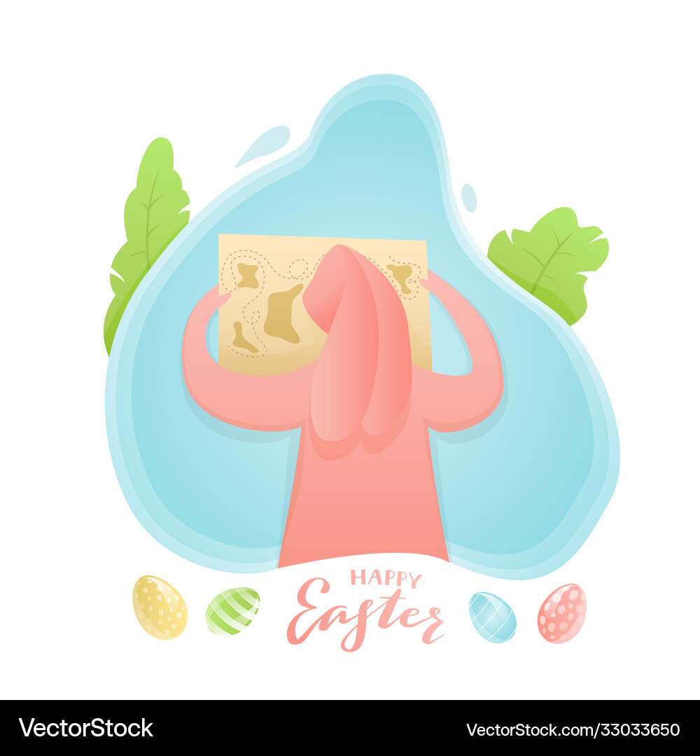 Easter rabbit with map Easter rabbit with map Vector Image