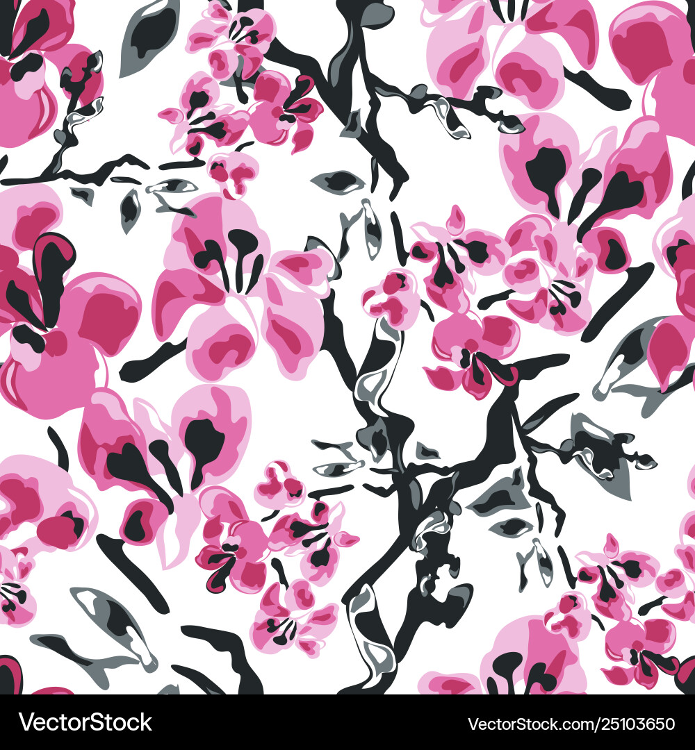 Elegant seamless pattern with sakura flowers Elegant seamless pattern with sakura flowers Vector Image
