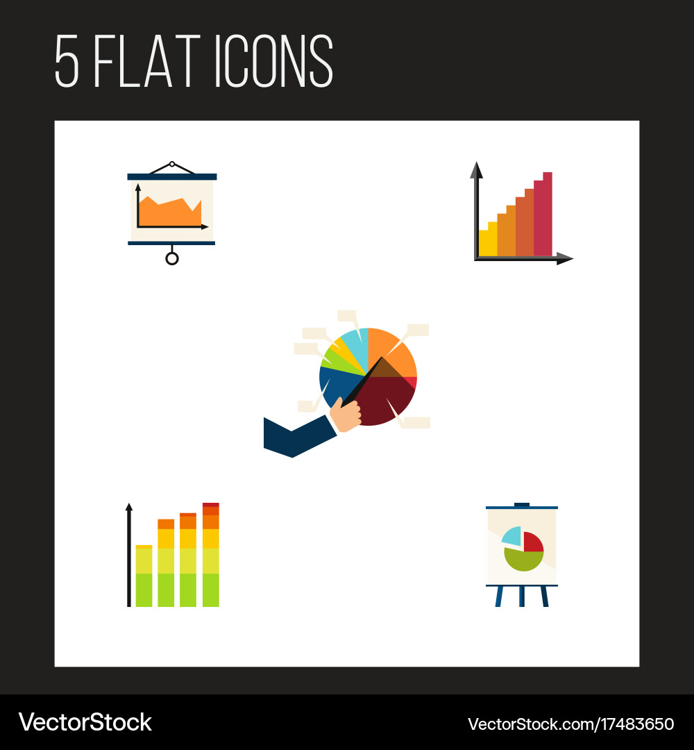 Flat icon graph set von segmentstatistik vektorbild