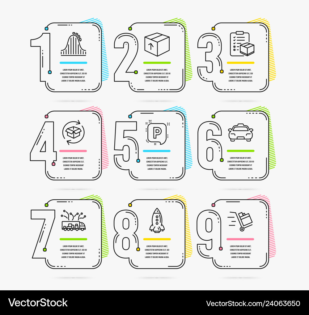 Infographic template with numbers 9 options set Infographic template with numbers 9 options set vector image