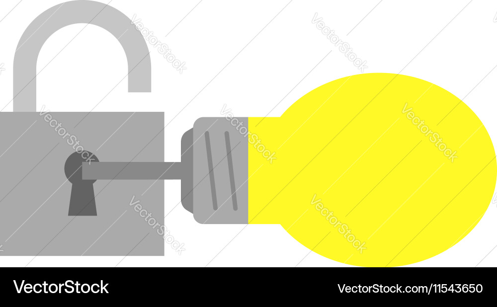 Light bulb with key and open padlock Vector Image