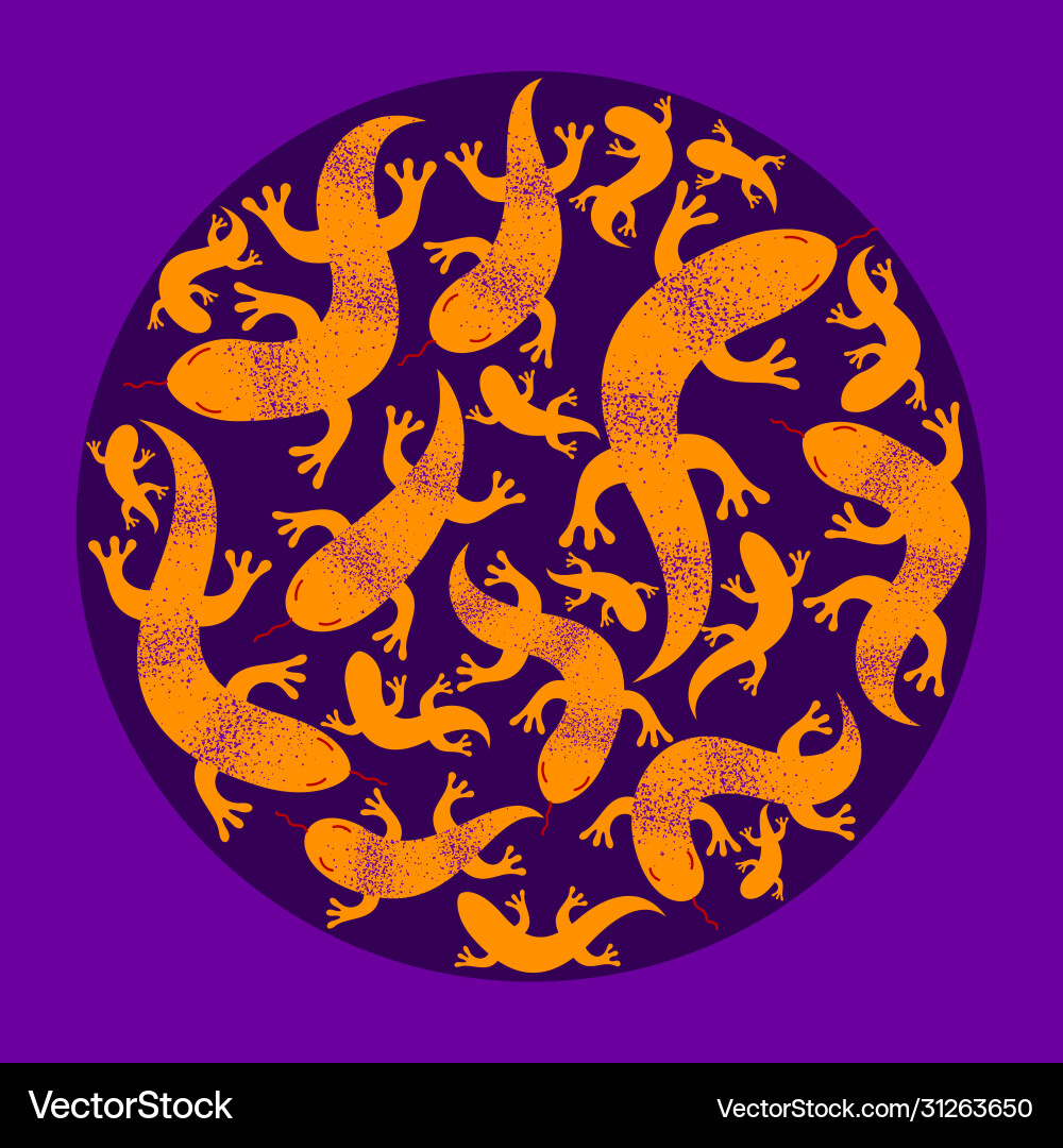 Lizards round composition in a circle design Vector Image