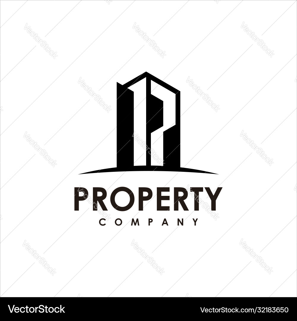 Modern property p text initial Vector Image