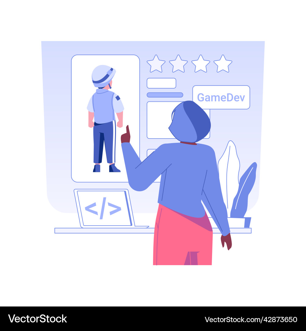 Online game development isolated concept Online game development isolated concept vector image