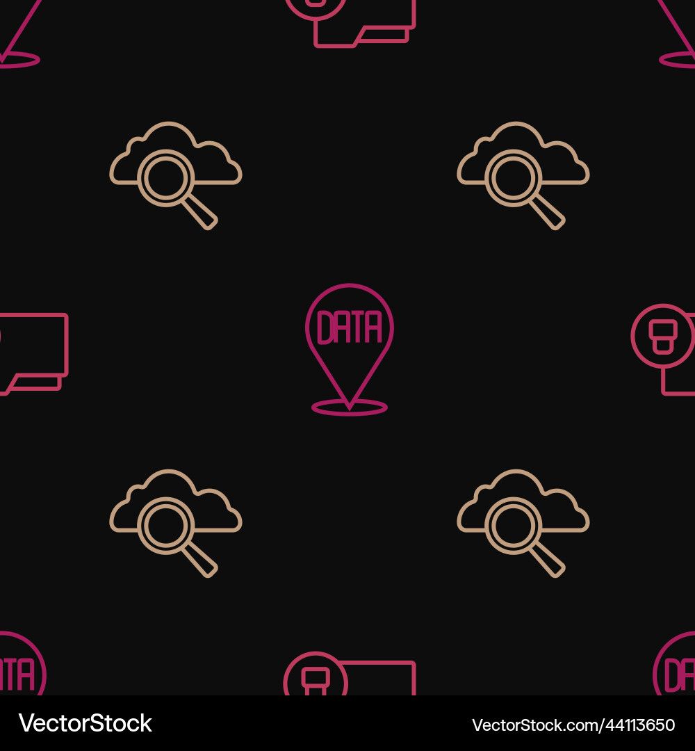 Set line folder and lock search cloud computing Set line folder and lock search cloud computing vector image