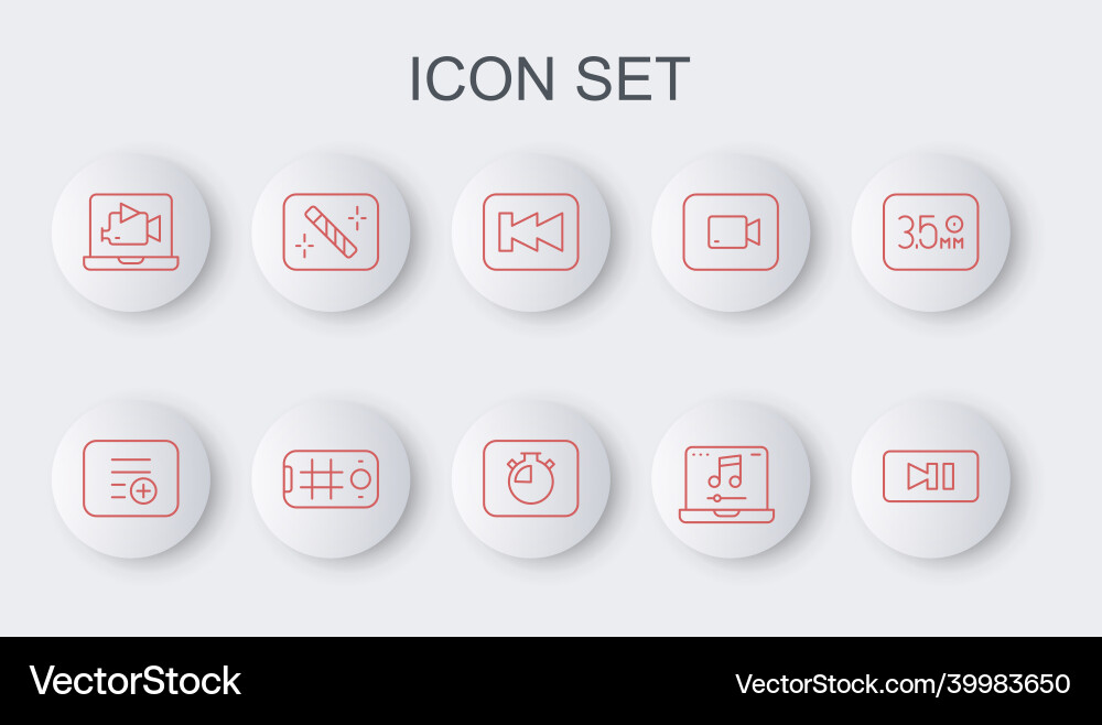 Set line pause button add playlist rewind Set line pause button add playlist rewind vector image
