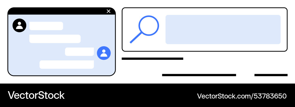 Simple web interface with search and chat elements Simple web interface with search and chat elements vector image