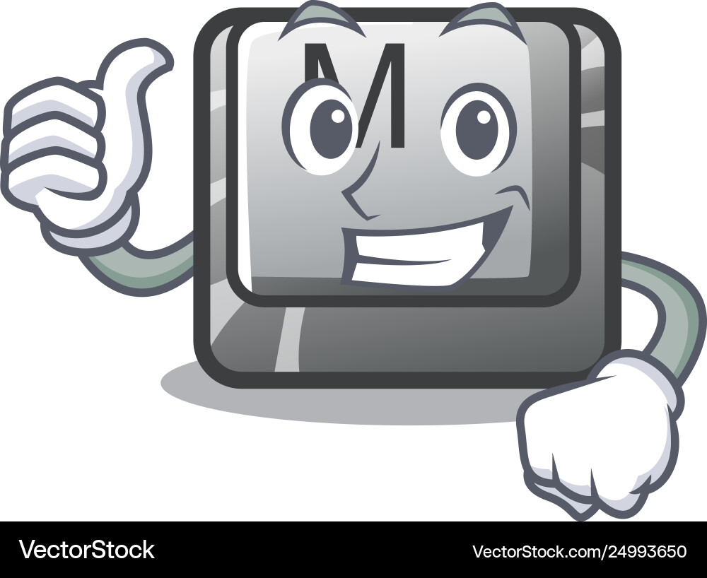 Thumbs up button m in character shape Thumbs up button m in character shape Vector Image