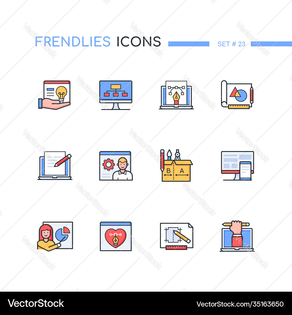 Web development - modern line style icons set Web development - modern line style icons set vector image