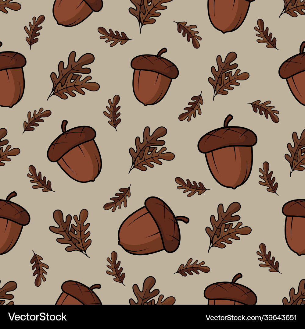 Acorn seamless pattern vector image