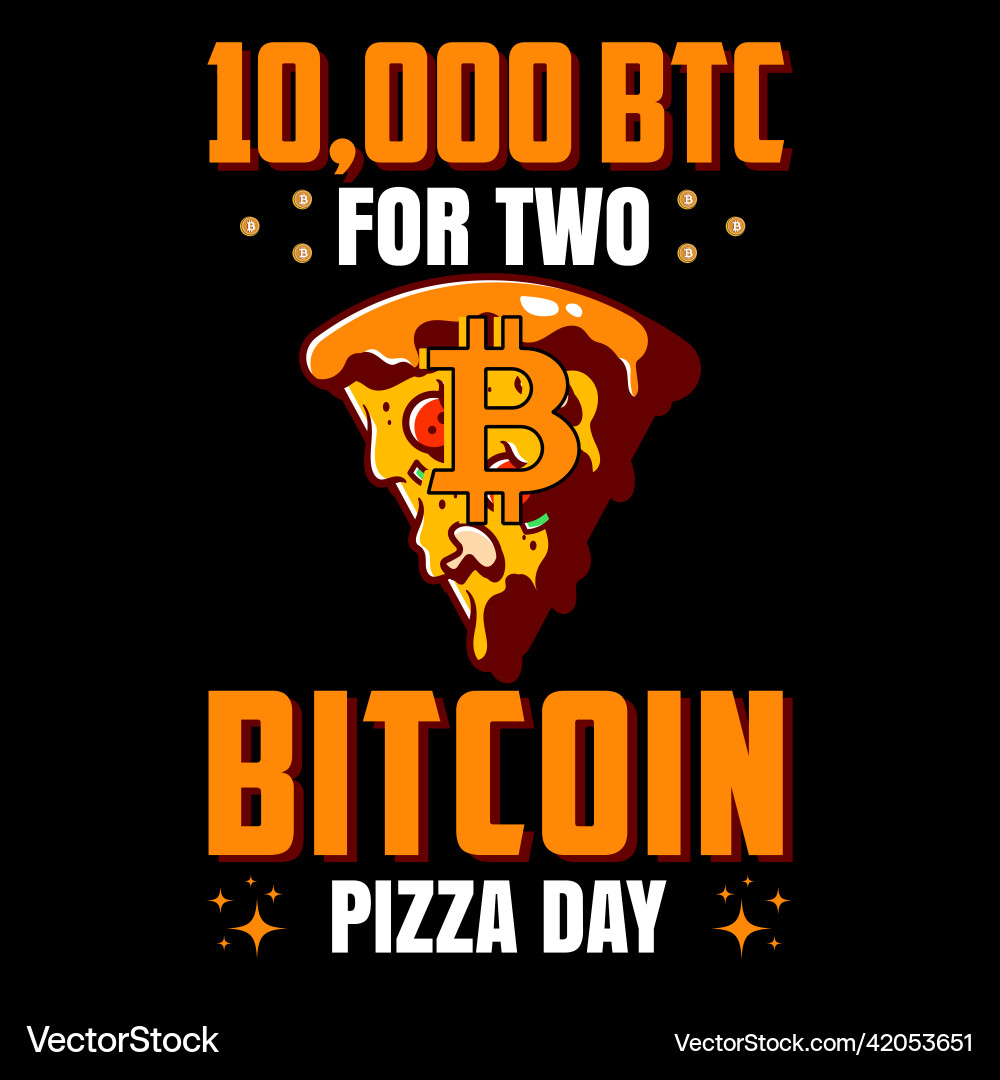 Bitcoin Pizza T-Shirt – Royalty-Free Vector | VectorStock