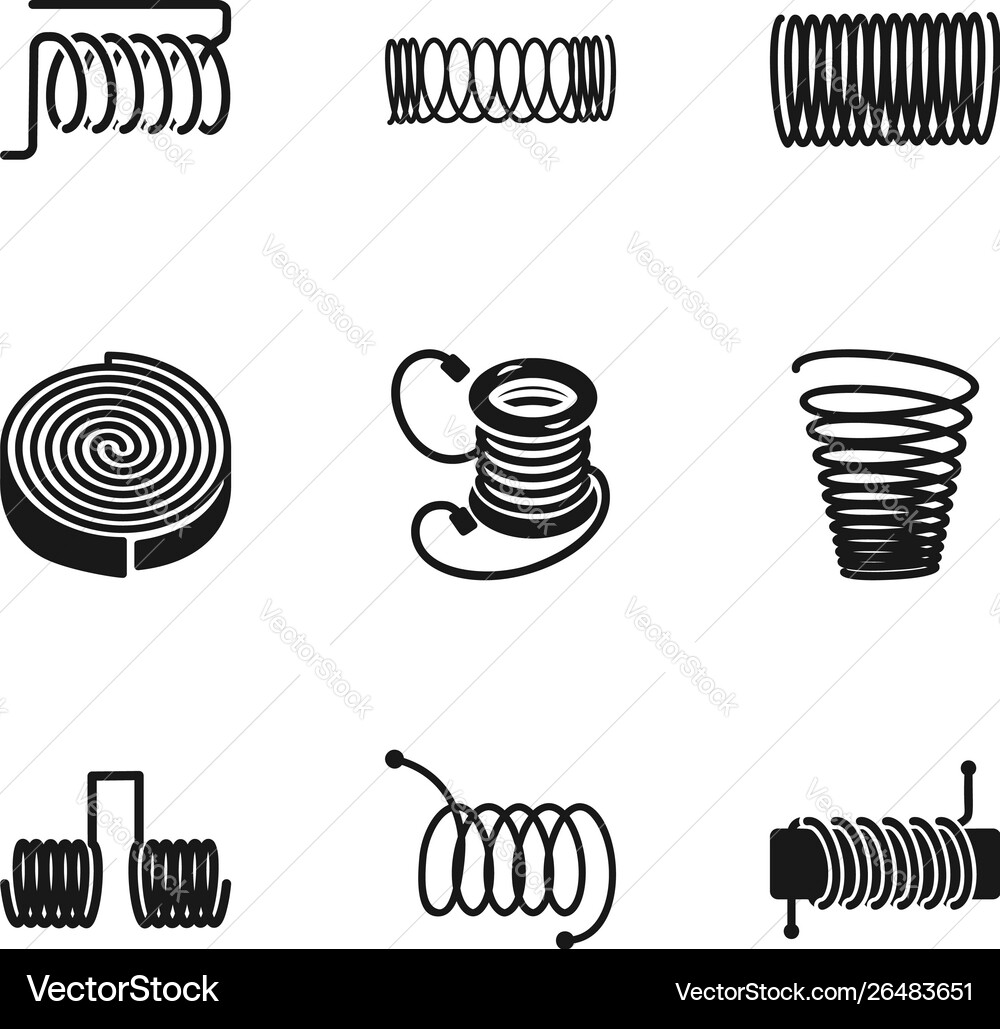 Coil icon set simple style Coil icon set simple style Vector Image